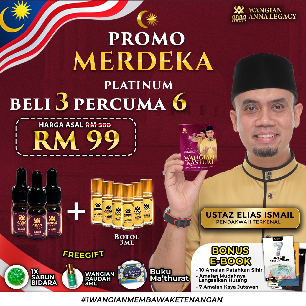 Pakej 3 botol Kasturi Kijang