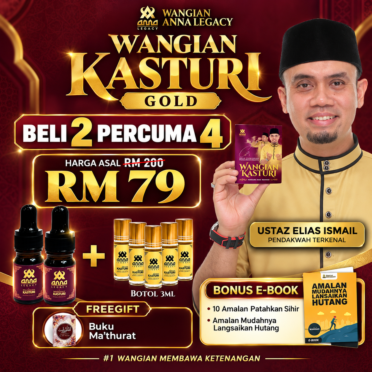 Pakej 2 botol Kasturi Kijang