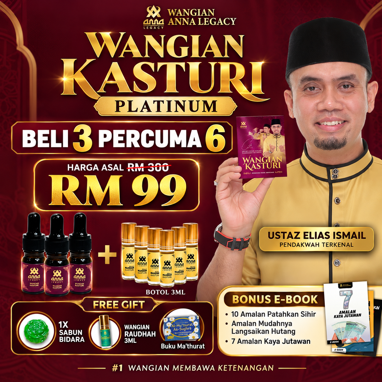 Pakej Keluarga 3 botol Kasturi Kijang